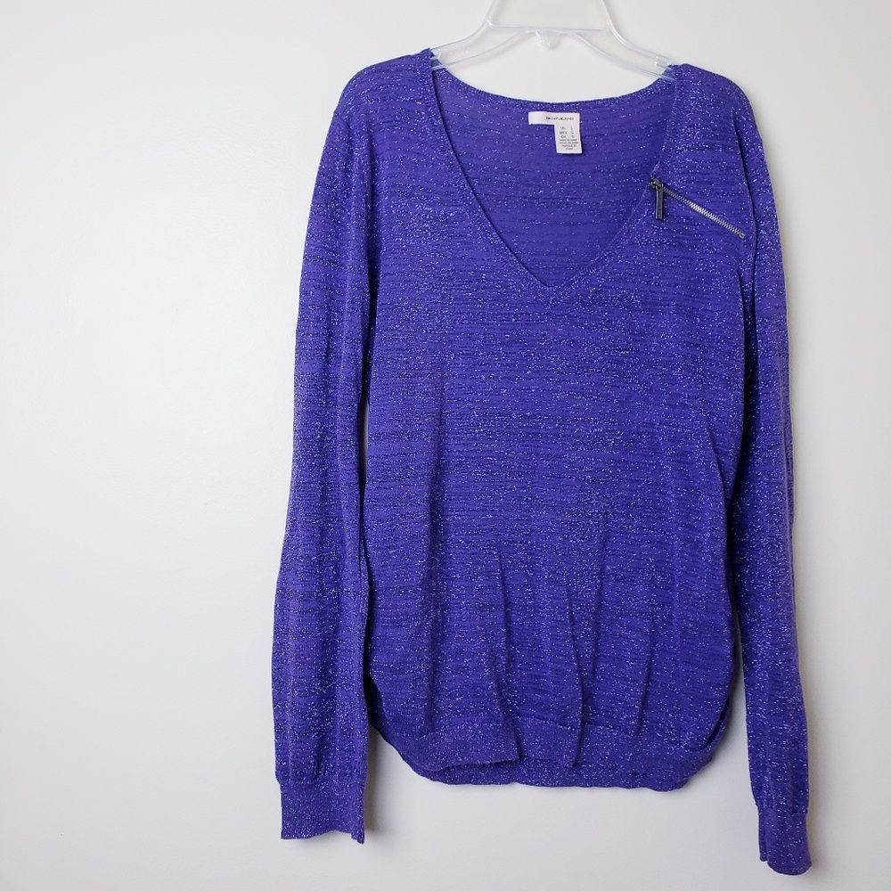 5/$25 DKNY Jeans Violet MetallicTop Sz L